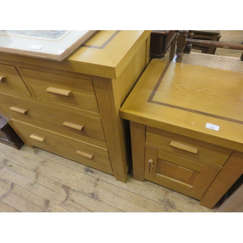 355 - Modern Light Wood Chest of Two Long, Two Short Drawers and Matching Bedside Unit