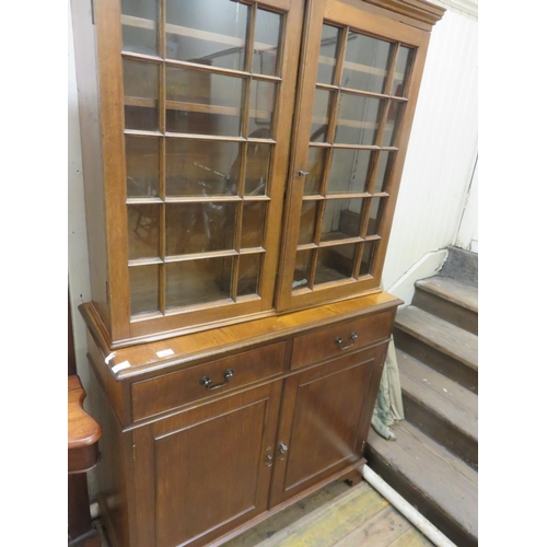 362 - Oak and Glazed Bookcase and Under cabinet