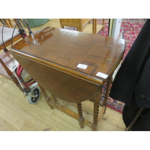 376 - Small Oak Drop Leaf Table on Barley Twist Legs