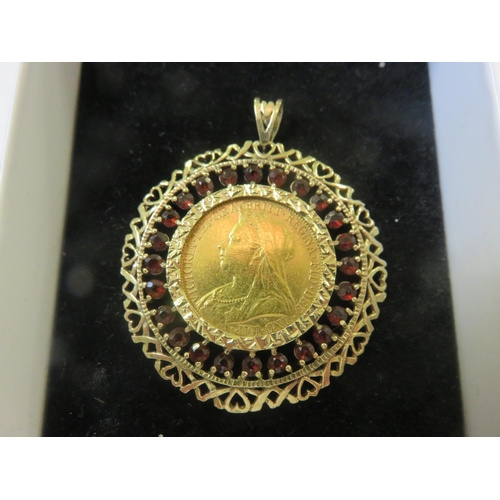 75 - 9ct. Gold Mounted 1894 Sovereign as pendant