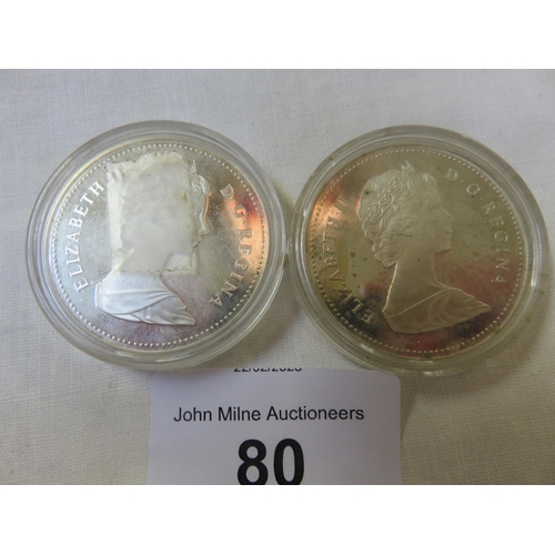 80 - Two Canadian Silver Dollar Coins