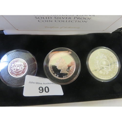 90 - The Princess Diana Three Coin Silver Proof Collection