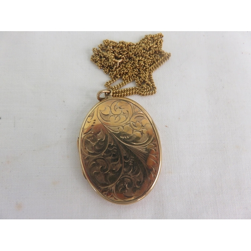 136 - 9ct Gold Locket on 15ct Gold Chain. Locket 12.9 grams, Chain 8.3 grams.