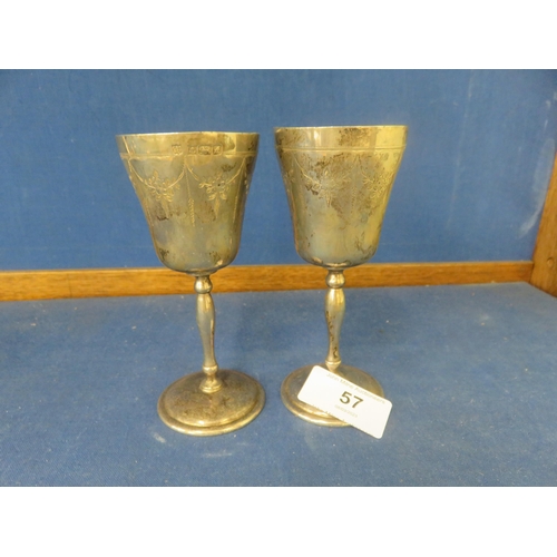 57 - Pair of Birmingham Silver Goblets