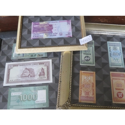 49 - Five Framed Sets of World Bank Notes and Four Framed Sets of Reproduction Confederate Bank Notes