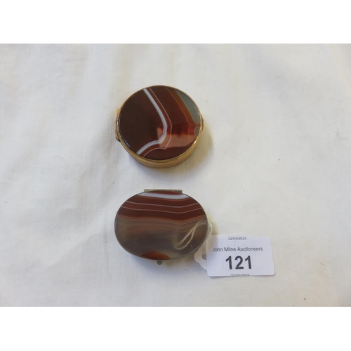 121 - Gilt Metal Agate Pill Box and One Similar