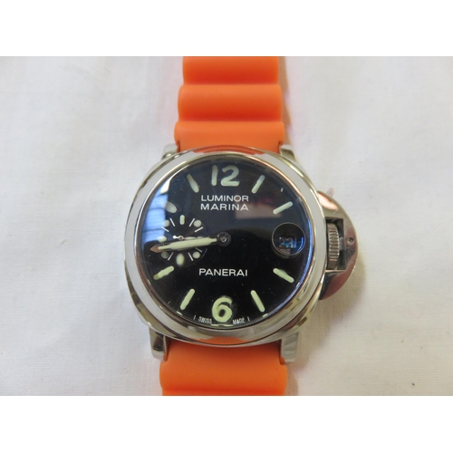 122 - Gents Wrist Watch With Orange Silicone Strap