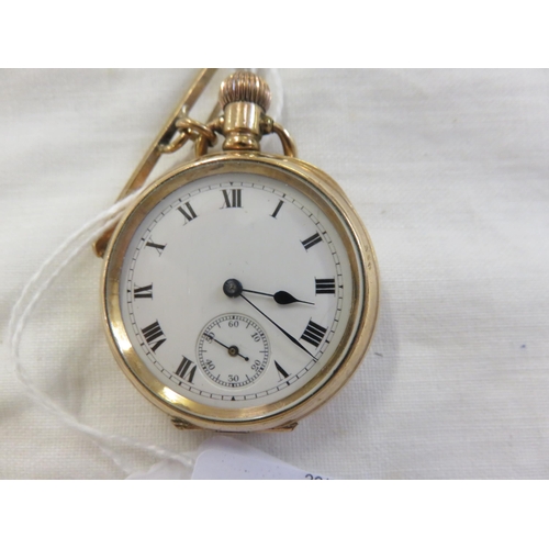 151 - Gilt Cased Fob Watch with 9ct Gold Clasp