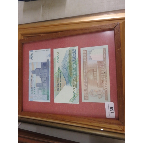 169 - Seven Framed World Bank Notes