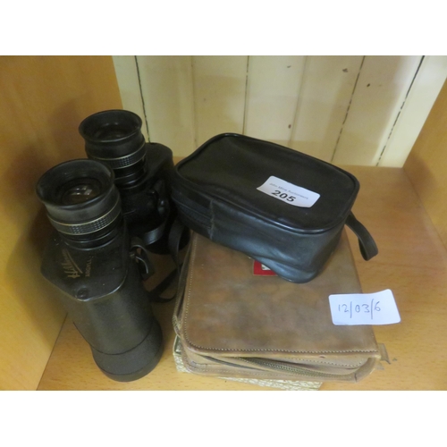 205 - Two pairs of Binoculars and two Travel playing card sets