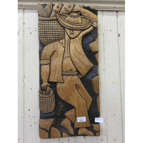 213 - Carved Wooden Panel 