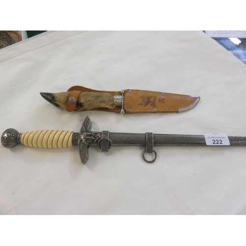 222 - Reproduction German Military Dagger, and one other