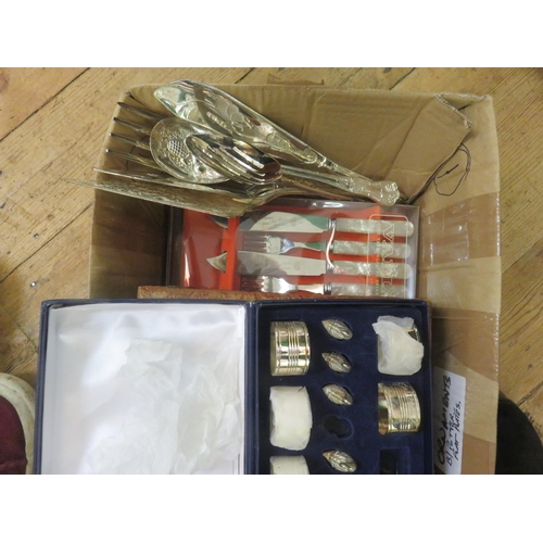 249 - Box of Mixed Plated Cutlery and Cruets