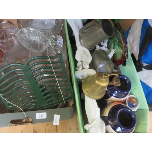 256 - Box with Mixed Glass Ware, Box of bric-a-brac and Bag