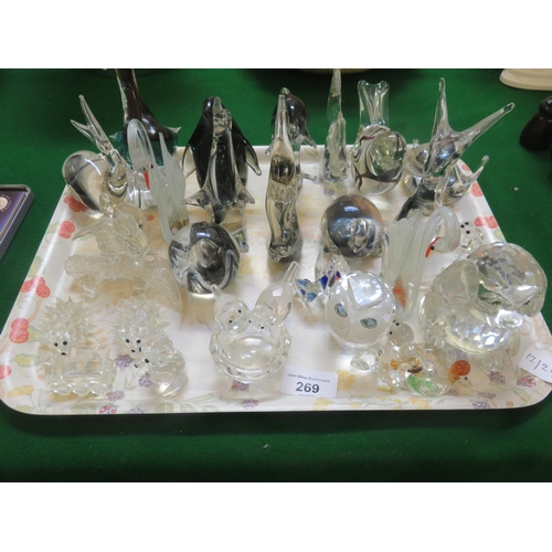 269 - Tray of Glass Animal Figures