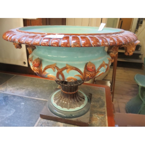 291 - Majolica style two handled planter