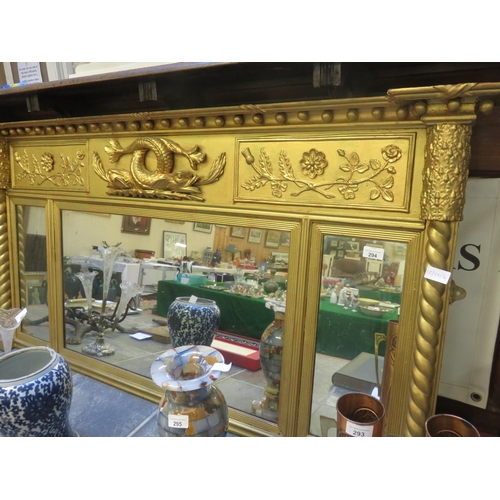 294 - Ornate Gilt Framed three part mirror