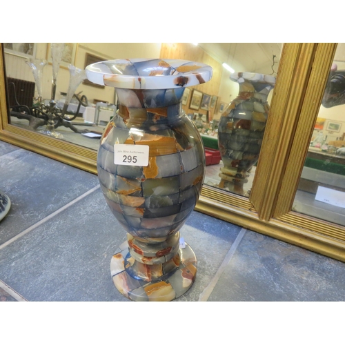 295 - Heavy Marble type multi coloured Vase