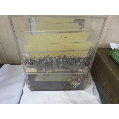 338 - Display Case with assorted Lead Soldiers