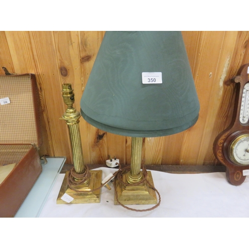 350 - Pair of Brass Column Table Lamps