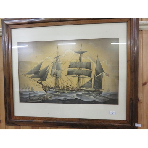 36 - Large Rosewood Framed Picture 