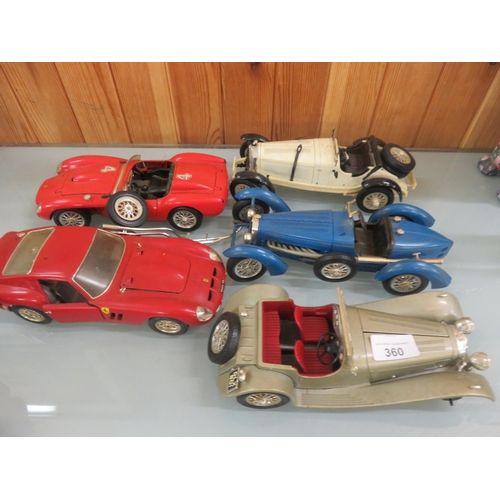 360 - Two Ferrari And Three Classic Car Models