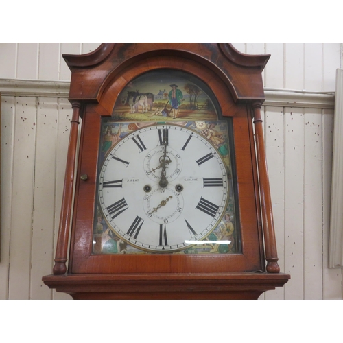 417 - Mahogany Longcase Clock with painted Dial, J. Peat, Carluke