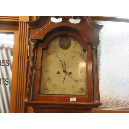 448 - Oak Longcase Clock with painted dial