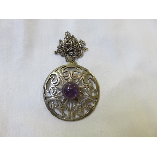 74 - Ola Gorie Silver and Amethyst Pendant on Chain