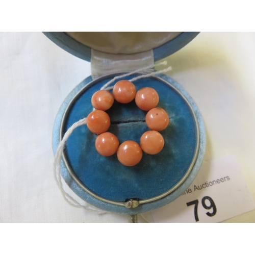 79 - Austrian Circle Coral Brooch in fitted case