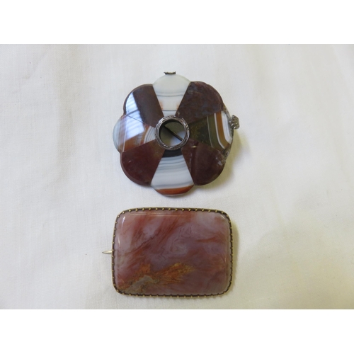 80 - Two Agate Brooches - one in poor order