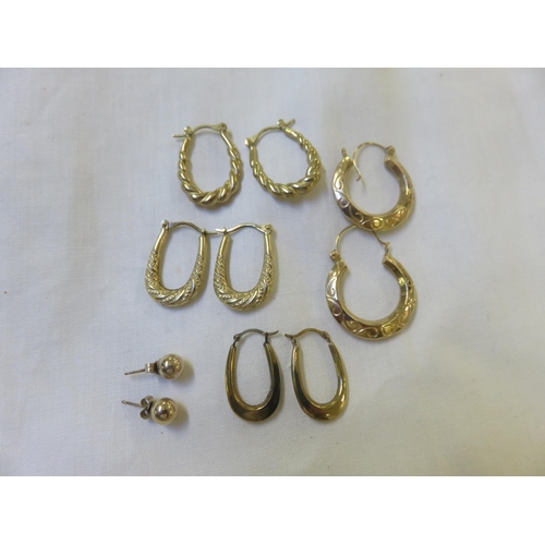 92 - Five Pairs of Various Gold Earrings 5gms