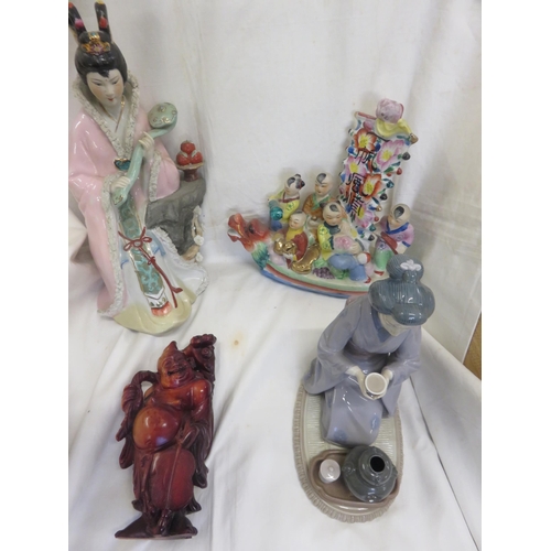 210 - One Lladro and three other Oriental Figures