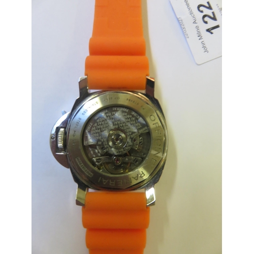 122 - Gents Wrist Watch With Orange Silicone Strap