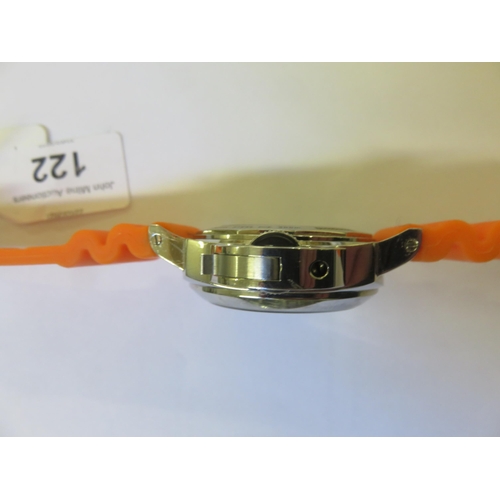 122 - Gents Wrist Watch With Orange Silicone Strap