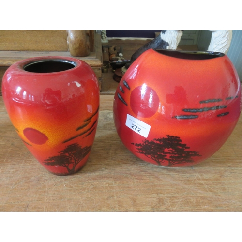 272 - Red Poole Pottery Vase Featuring Savannah Deign