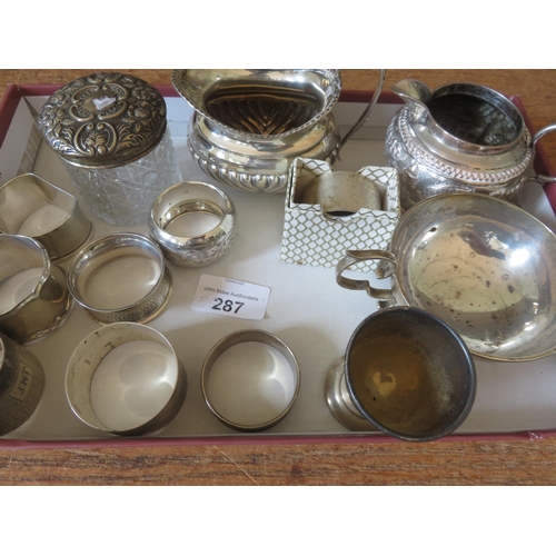 287 - Mixed Lot of Various Silver Items, 11.5 Troy ounces of Weighable Sterling Grade Silver.