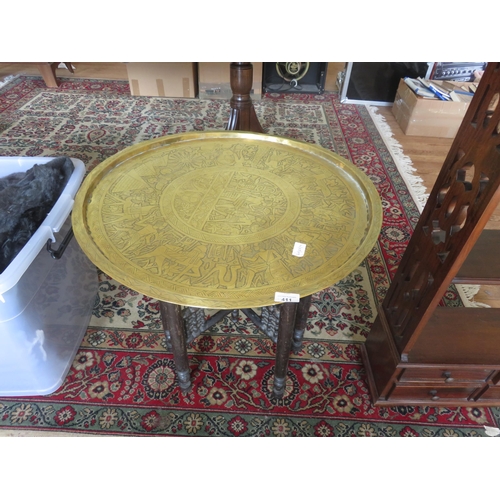 411 - Brass circular Table On Hardwood Stand