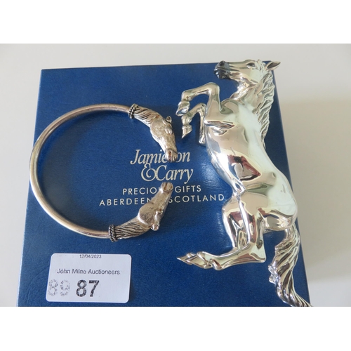 87 - Silver Horse Figure and White Metal Horse Bangle