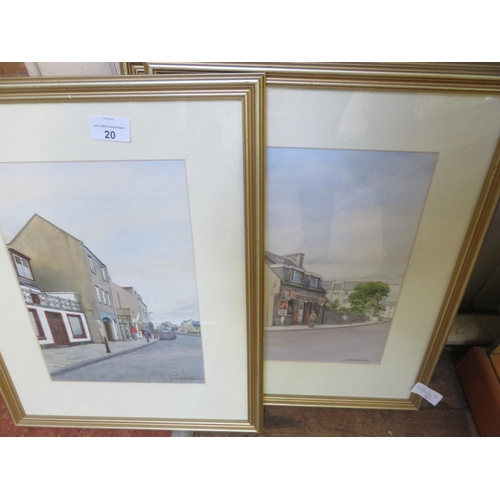 20 - Set of Five Framed Watercolours, Various Scenes of Aberdeen, J.A. Sutherland