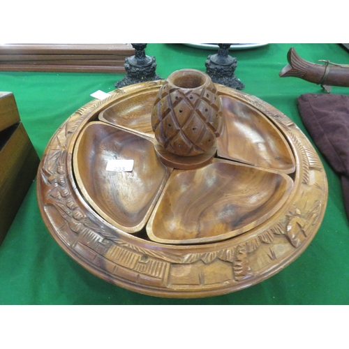 233 - Carved Wood Lazy Susan