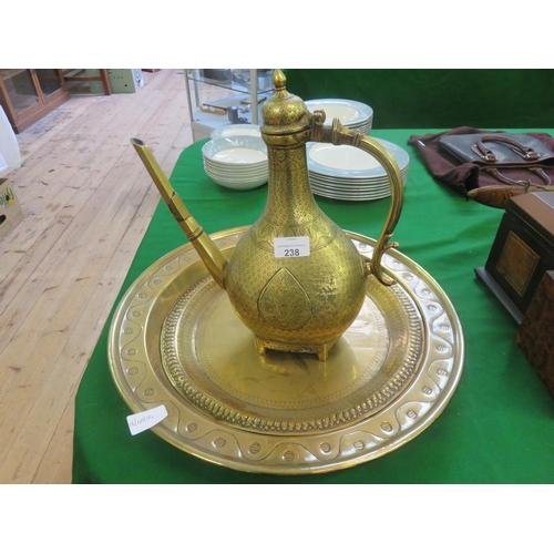 238 - Two Brass Trays and Brass Ewer