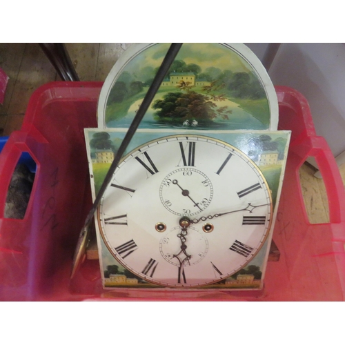 248 - Grandfather Clock Workings, Painted Dial, Weights and Pendulum