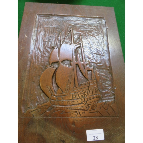 28 - Wooden Carved Panel of a Boat