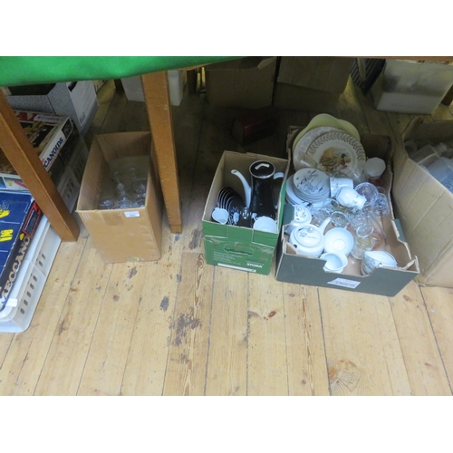 285 - Three boxes - mixed dinnerware and glass