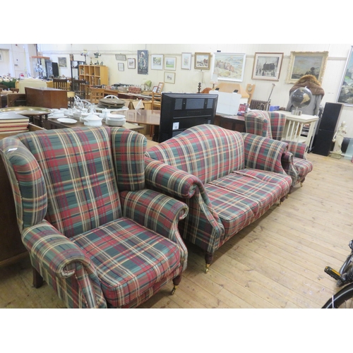 424 - Tartan Upholstered Three Piece Suite