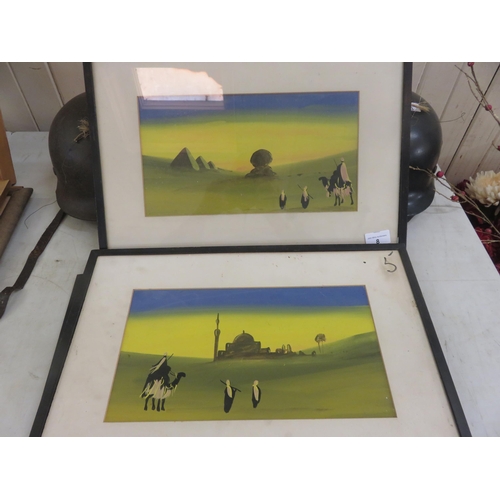 8 - Three Framed Desert Paintings