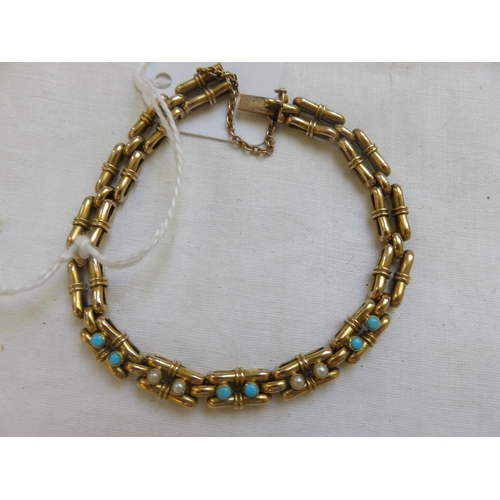 156 - 15ct Gold and Seed Pearl Bracelet