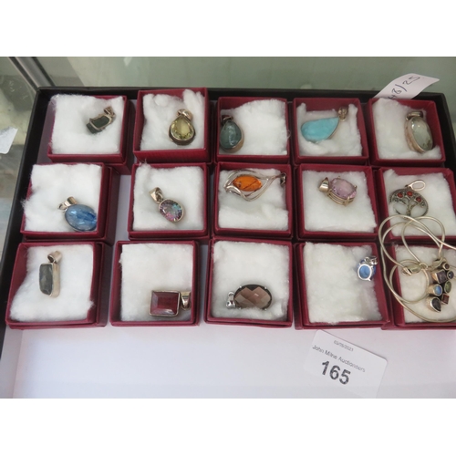 165 - Fifteen boxed Silver/Gemstone Pendants