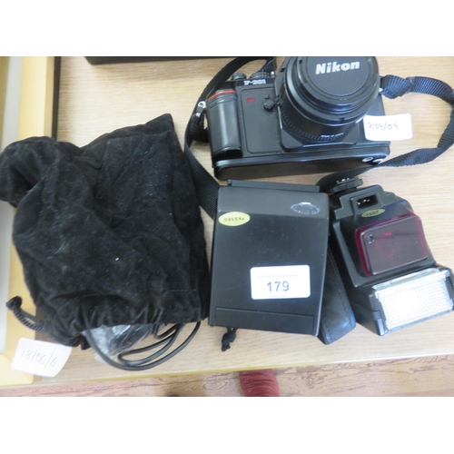 179 - Nikon Camera with Two Flashes and Bag With Accessories